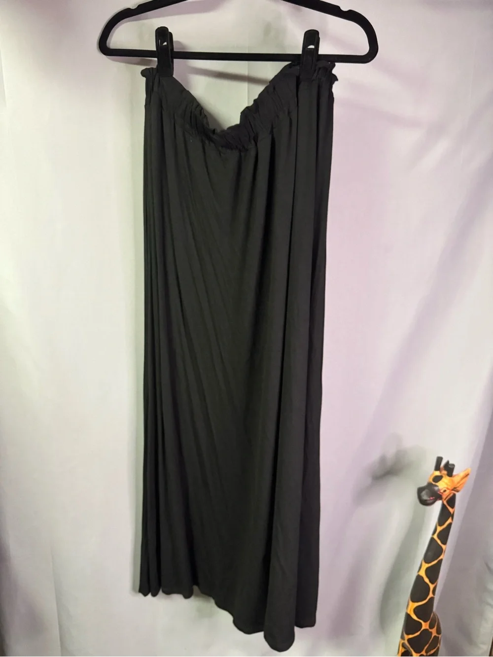 Women's Black Maxi Skirt with Elastic Waist